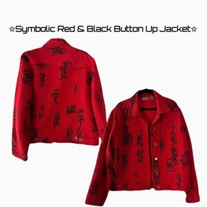 Chico's Vibrant Red Jacket with Black Accents